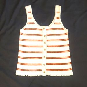 Madewell Knit Tank Burnt Orange Stripes Retro Women's Size Xs(-L)